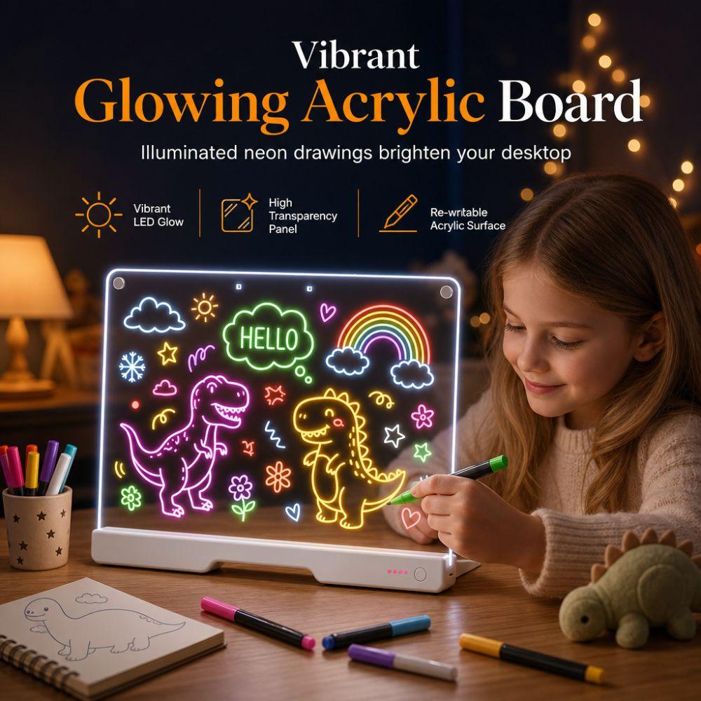 Colorful Lights Message Board Acrylic Erasable Doodle Board Acrylic LED Writing Board Children