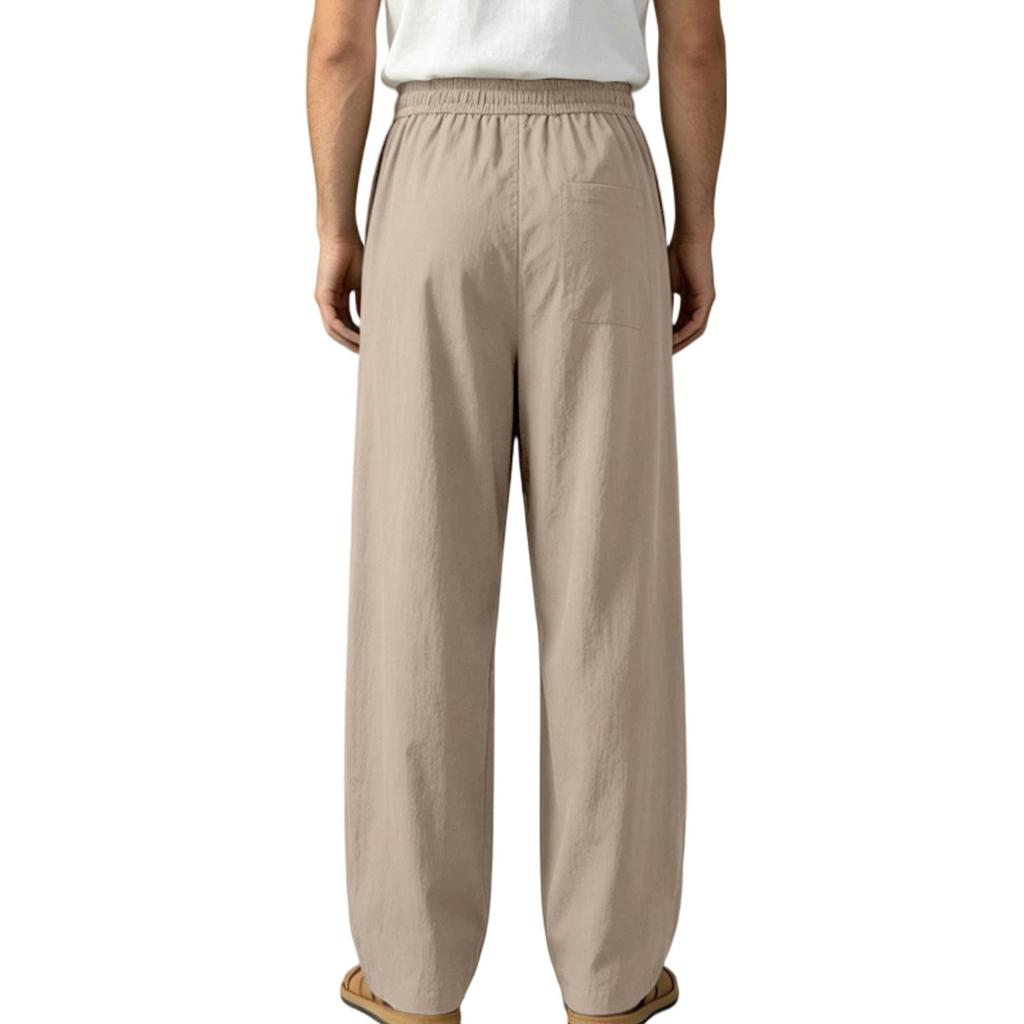 Men's Casual Wide Leg Pants, Loose Fit, Straight Leg, Color