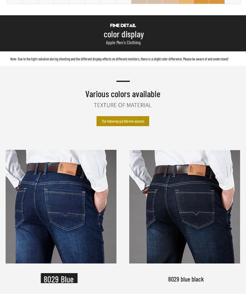 Men's High Waist Straight-Leg Jeans with Slant Pockets for Autumn/Winter - Casual, Large Size, and Versatile for Middle-Aged and Elderly.