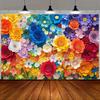 1 Vibrant Multi-color Floral Background - Large Paper Flowers In Warm and Cool Colors for Spring and Summer Decoration