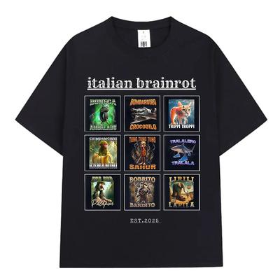 Italian Brainrot T-shirts Tralalero Tralala Tung Tung Tung Sahur Brr Brr Patapim Lirili Larila Funny Meme T-shirt Unisex T Shirt