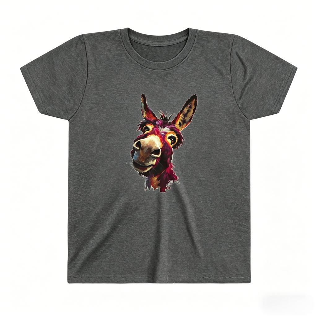 Cute Donkey Graphic Tee for Kids Funny Print Casual Daily Wear Beach Vacation Party Outfit Soft Cotton Machine Washable