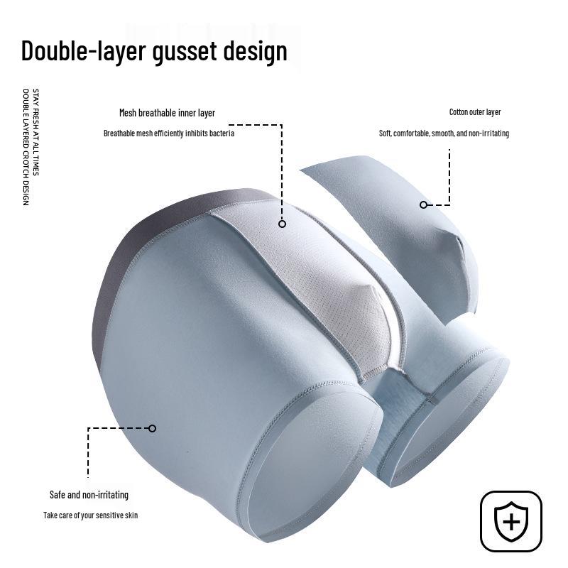 Men's Pure Cotton Antibacterial Boxer Briefs - Comfortable, Breathable, Mid-Rise Shorts