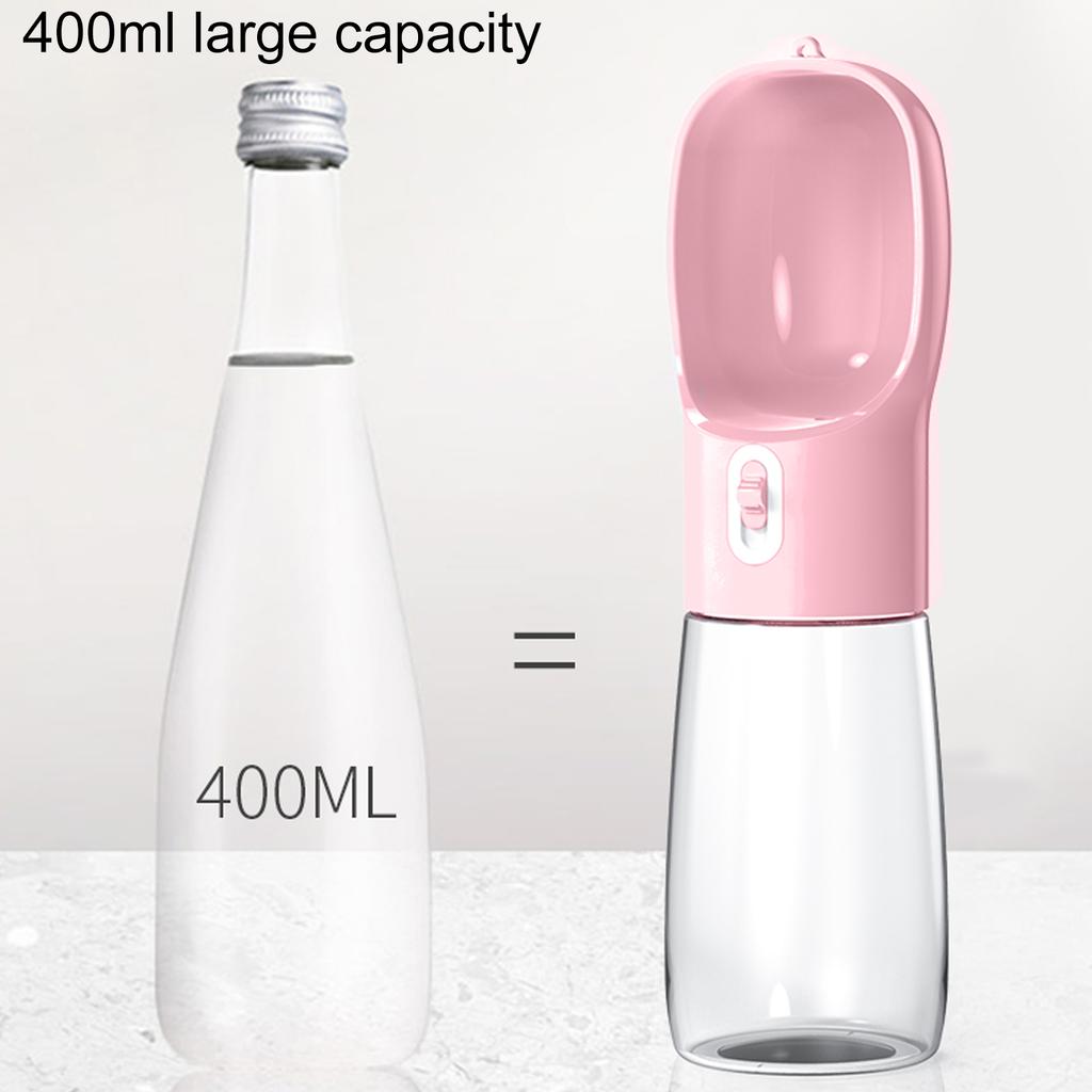 400ml Dog Water Bottle Food Grade Lkproof Water Saving Portable Dog Water Bowl Dispenser with Lanyard for Outdoor
