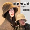 Maillard Retro Knitted Bucket Hat Women's Autumn and Winter Small Face Versatile Bucket Hat Big Head Circumference Warm Fashion Basin Hat