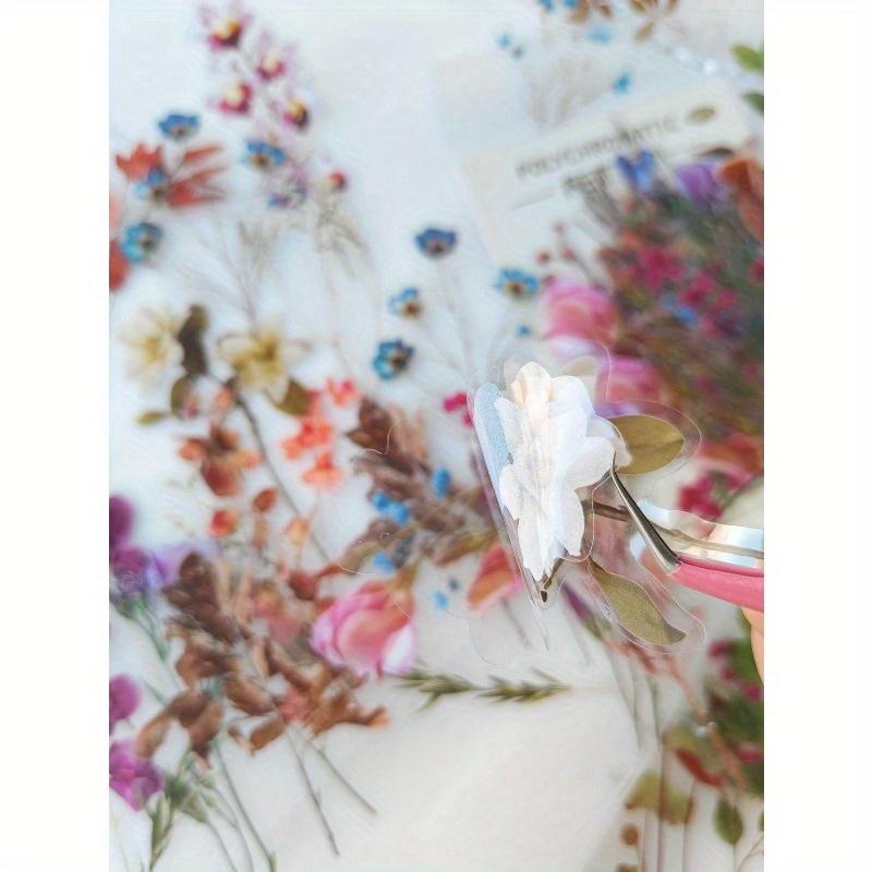 40sheets/Pack Vintage Flower Plants Notebook Decorative Stickers PET Decorative Stickers For Scrapbooking Label Diary Stationery Album Telephone