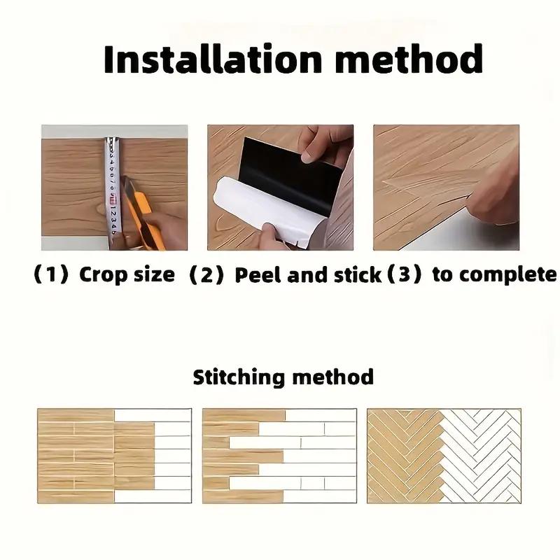 10Pcs 40x15cm PVC Floor Stickers Self-adhesive Stickers Waterproof Thickened Wood Grain Floor Stickers Stickers Living Room