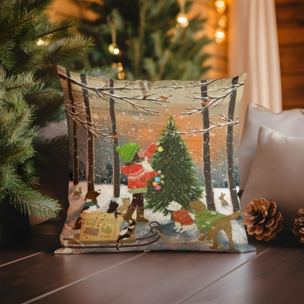 Home Decor Snowflake Merry Christmas Pillow Cover Pattern Cushion Cover Suitable For Sofa Bedroom Car Pillow Cover