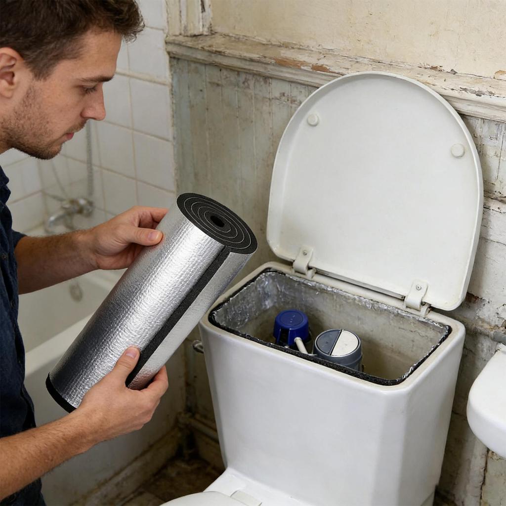 Toilettenspülkasten-Isolierauskleidung Spülkastenrohr Frostschutzfolie Selbstklebendes Toiletten-Kondenswasserschutz-Kit für Badewanne Dusche Waschbecken