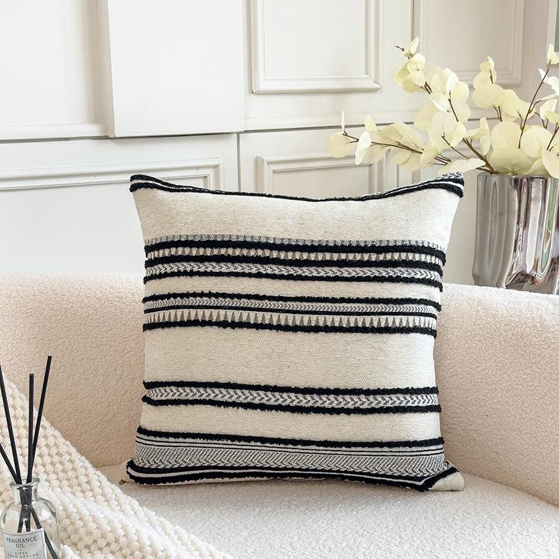 18x18 Zoll Boho Kissenbezüge Chenille Texturiert Gestreift 45x45cm Kissenbezug Sofakissenbezug für Wohnzimmer Heimdekoration