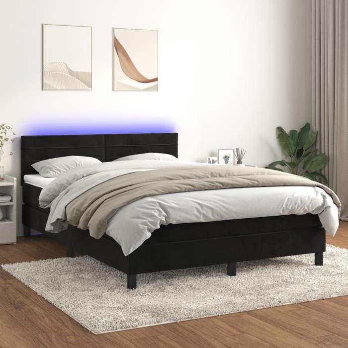 VidaXL Slat Bed Base with Mattress and LED, Upholstered Bed, Double Bed, Adult Bedroom Interior Bed, 3134467
