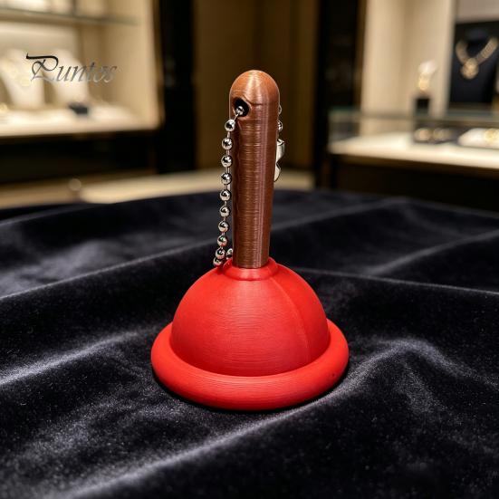 Small Plunger Clicker Mini Toilet Keychain, 3D Printed Finger Stress Relief Keychain Toy, Backpacks Handbag Purse Charm, Gag Gift Press Toy