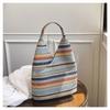 New Fashion Casual Bag Large Capacity Shoulder Bag Women's Handbag Woven Bag Striped Bag Tote Bag