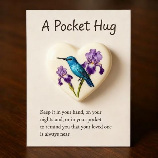 Pocket Hug Hummingbird Mini Pocket Hug Heart Cute Hummingbird Ornament with Encouragement Card Keepsake