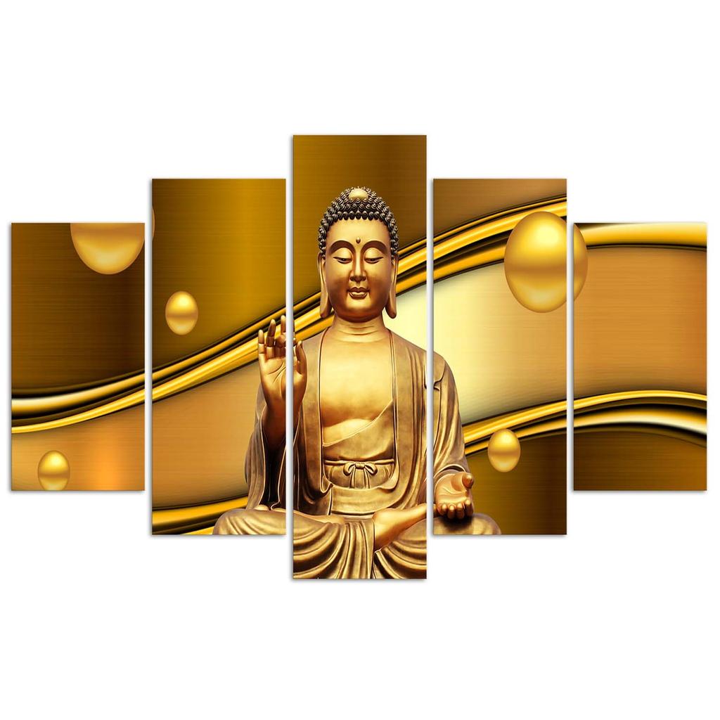 Pięcioczęściowy obraz na płótnie Budda Złoty Feng Shui