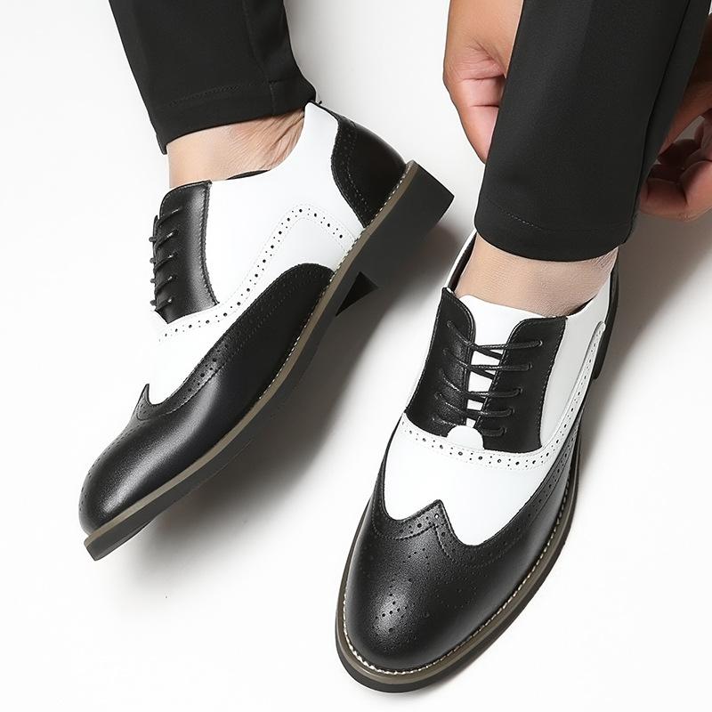 Men Dress Shoes Genuine Leather Fashion Groom Wedding Shoes Luxury Italian Style Oxford Shoes Mens Business Office Work Footwear