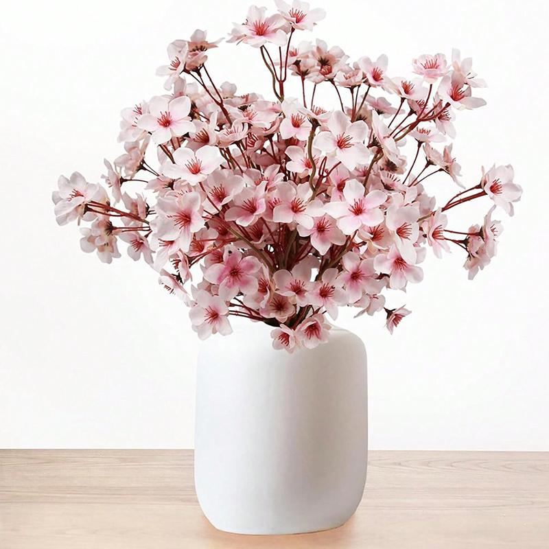 Artificial Flowers Silk Peach Blossom Spring Decor Fake Arrangement Home Room Wedding Bridal Table Party Garden Yard Diy Gifts