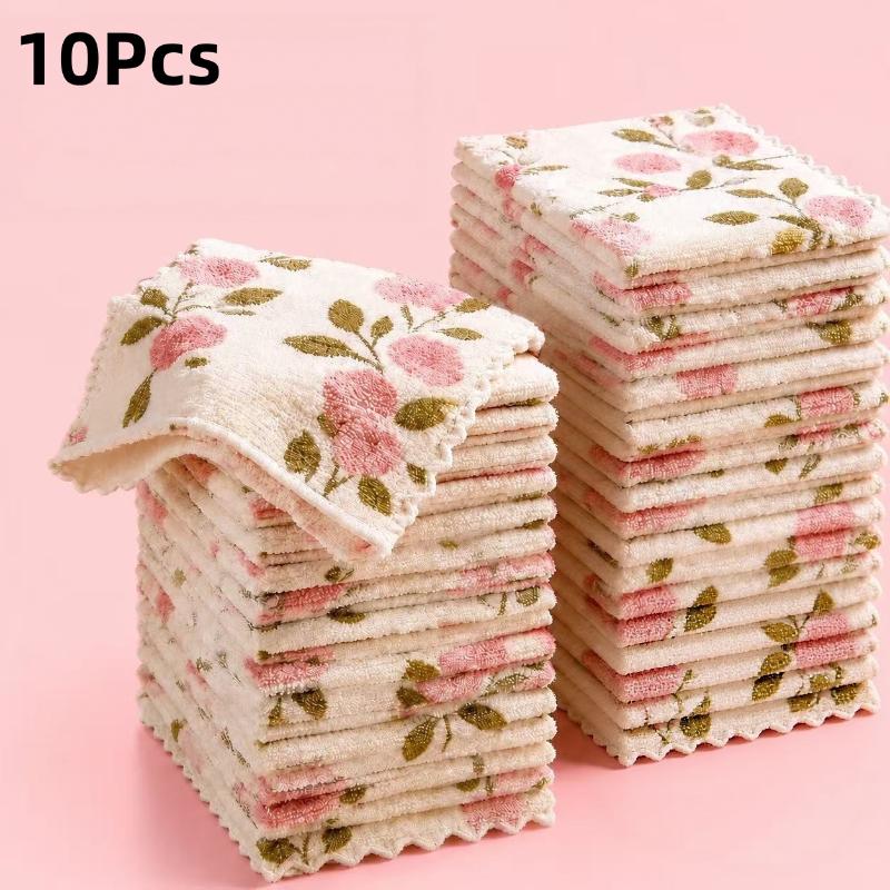 5/10/20 шт. Полотенца для уборки из кораллового флиса, Подходят для кухни, ванной комнаты, мытья стекол и автомобиля — Супервпитывающие, Быстросохнущие,