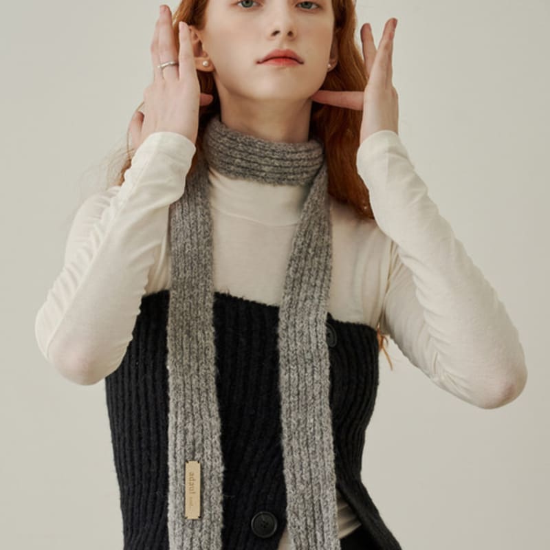 ADAUL Thin Long Tie Muffler - Grey