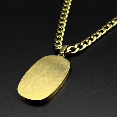 Minimalist Stainless Steel Dog Tag Pendant Necklace for Women Men Gold Gold Color Geometric Hip Hop Chain Necklaces Jewelry Gift