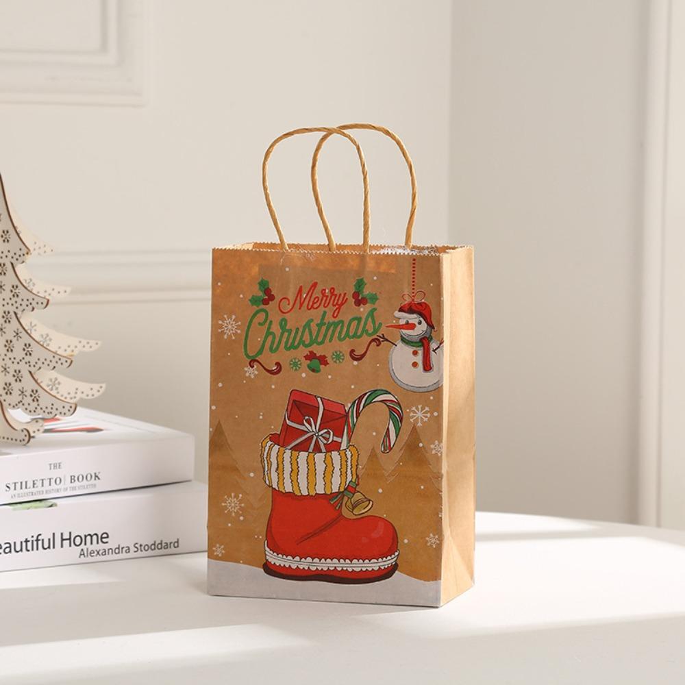 10Pcs Kraft Paper Gift Packaging Bags Reusable Tote Bag Practical Christmas Gift Bag  New Year