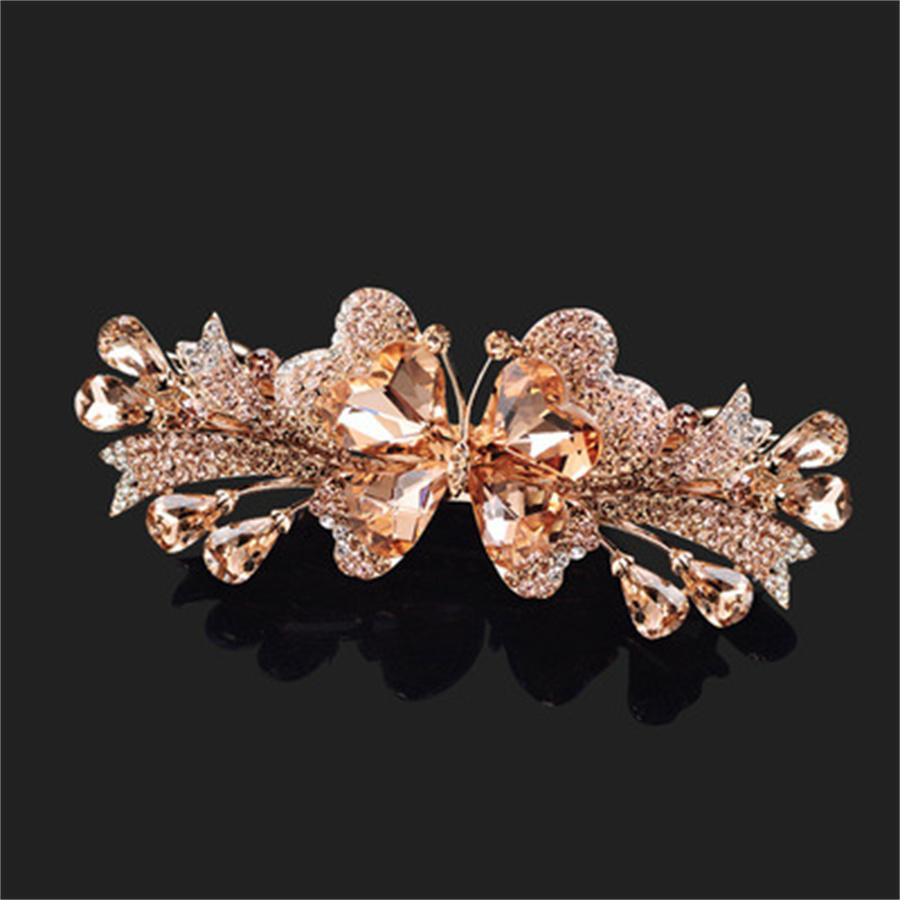 New Fashion Retro Crystal Butterfly Hair Clip Large Top Clip Flower Spring Clip High Quality Female Mother Hairpin Headdress
