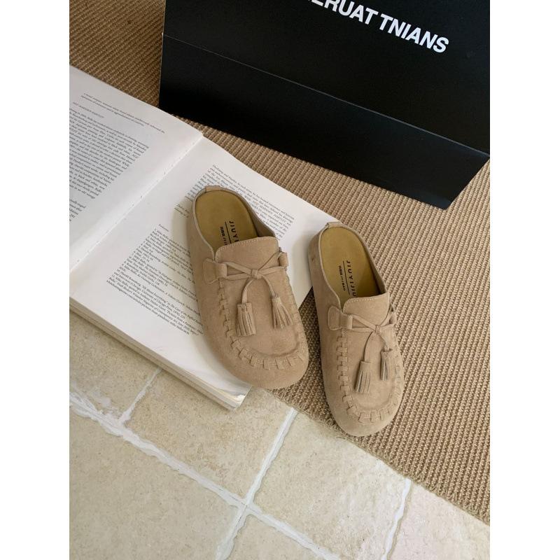 Platform shoes women's autumn 2025 new retro versatile Boken shoes one pedal bag head half slippers