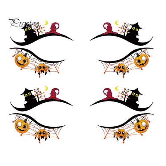 Cosmetic Transfers for Adults 2 Pairs Halloween Eye Tattoo Stickers, Waterproof Temporary Face Decals with Ghostly Decorations Pumpkin Bat Spider Web,