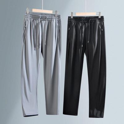 Men's Breathable Elastic Waist Three-Proof Fabric Ice Silk Summer Pants