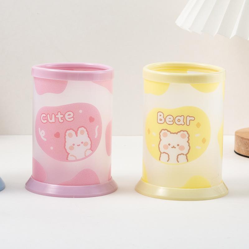 Kawaii Pen Holder Desktop Organizer INS New Fashion Cute Bear Bunny Office Stationery Box Makeup Pencil Holder Brush Stand