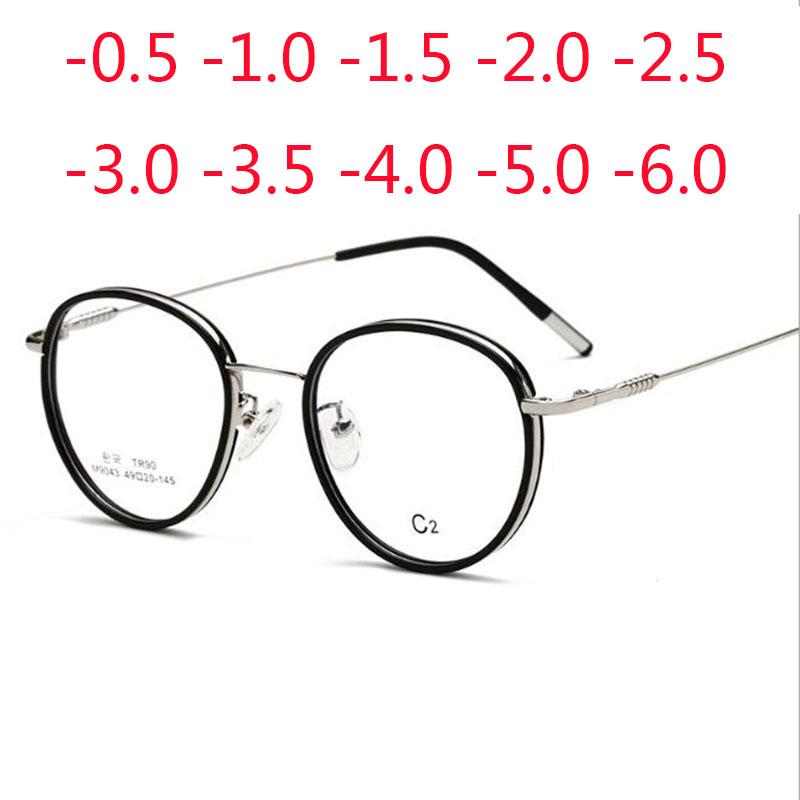 Vintage Round Glasses Female anti Blue Light Circle Frame eyeglasses Photochromic eyewear Diopter -1.0 -2.0 -3.0 To -6.0