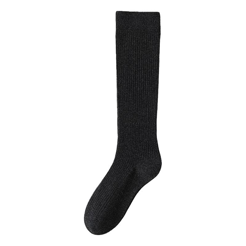 Women's Merino Wool Knee-High Socks - Light, Warm, Ribbed Leg Warmers for Autumn & Winter