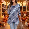 Women's Casual Halloween Print Top, Loose Fit Three-Quarter Sleeve
