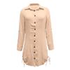Women's Fashion Long Sleeve Color Side Drawstring Dress