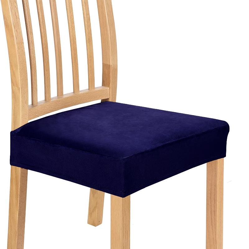 Velvet Chair Seat Covers Removable Washable Anti-Dust Stretch Spandex Dining Room Upholstered Chair Seat Slipcovers