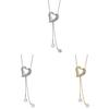 Fashion Heart Shape Pearl Crystal Long Necklace For Women With Zircon Decor