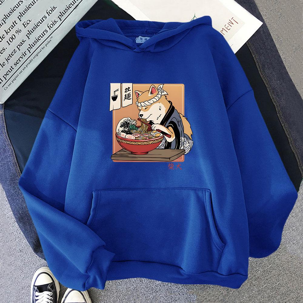Ramen Shiba Ukiyo-e Hoodies Kawaii Dog Sweatshirts Cartoon Anime Manga Casual Y2k Clothes Women Hoody Long Sleecve