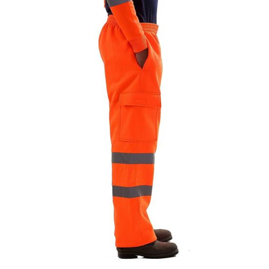 Work Pants Elastic Waist Tear-Resistant Double-Layer Reflective Strips Fabric High-Visibility Safety Pants Heavy-duty Workwear
