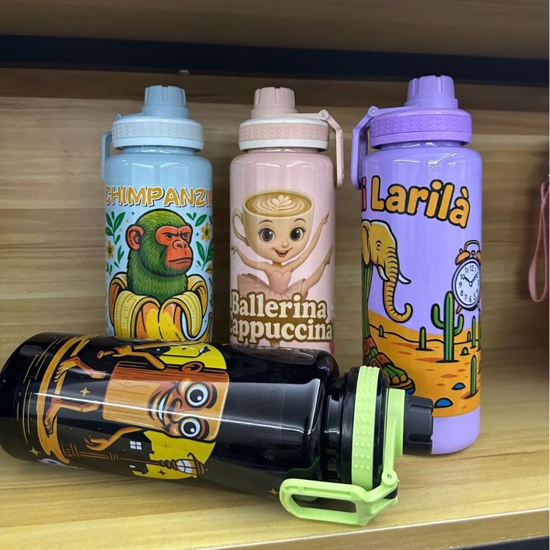 1000Ml Italian Brainrot Kid Water Bottle Tralalero Tralala Tung Tung Sahur Water Bottle Boys Outdoor Sports Water Bottles