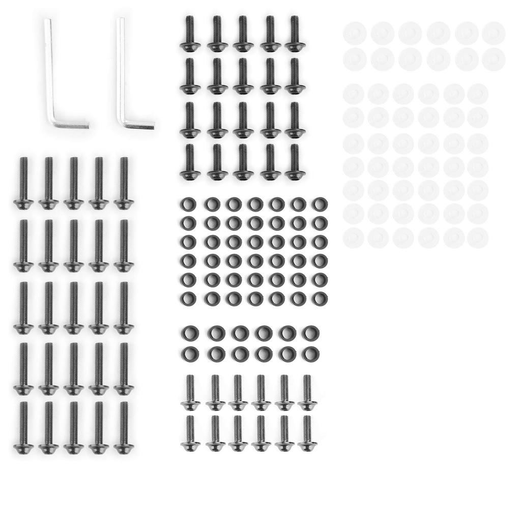Bruce & Shark 158pcs Motorcycle Sport Bike Windscreen Fairing Bolt Kit Fastener Clip Screw Set Black