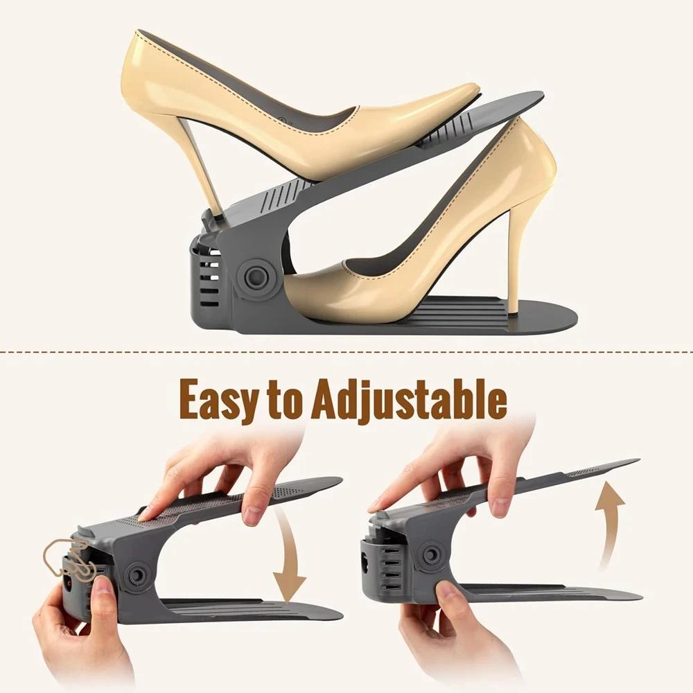 12Pcs Adjustable Shoe Organizer Shoe Support Rack, Space Saving Shoe-Shelf for Closet, Shoe Organizer Shoe Rack for Cabinet