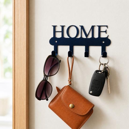 Metal Wall Mount Key Holder, Welcome Home Cat Dog Key Organizer Hook, Decorative Key Hanger Rack for Home Office Entryway