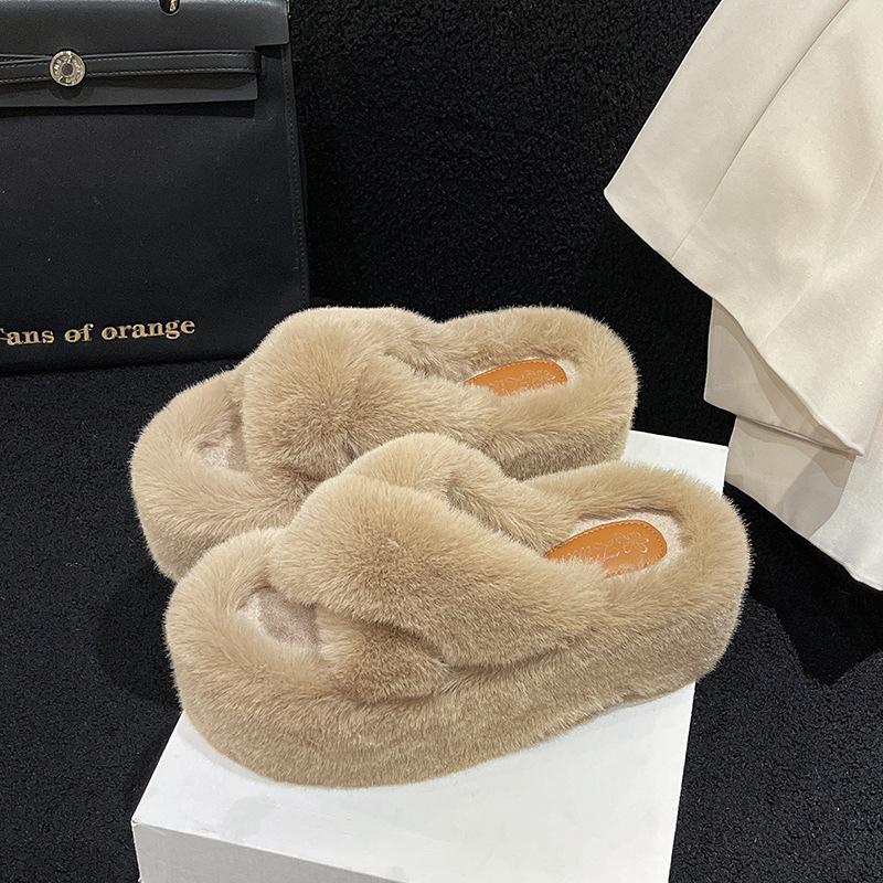 Mao Mao slippers women's outer wear spring and summer ins home home cross thick bottom height increase small autumn and winter cotton slippers