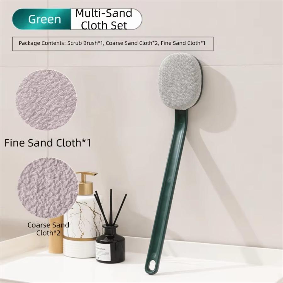 4pcs Set Long Handle Bath Shower Brush Soft Bristles Painless Back Scrubber Brush Coarse/Fine Sand Reusable Body Cleaning Brush