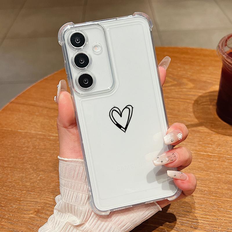 Simple Hearts Pattern Phone Case For Samsung Galaxy A57 A37 A17 A56 A16 A55 A36 A26 A15 A35 A54 A53 Clear Shockproof Soft Cover