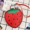 First Layer Cowhide Creative Strawberry Mini Change Bag Fruit Card Bag Key Bag Clutch Bag Children'S Handbag
