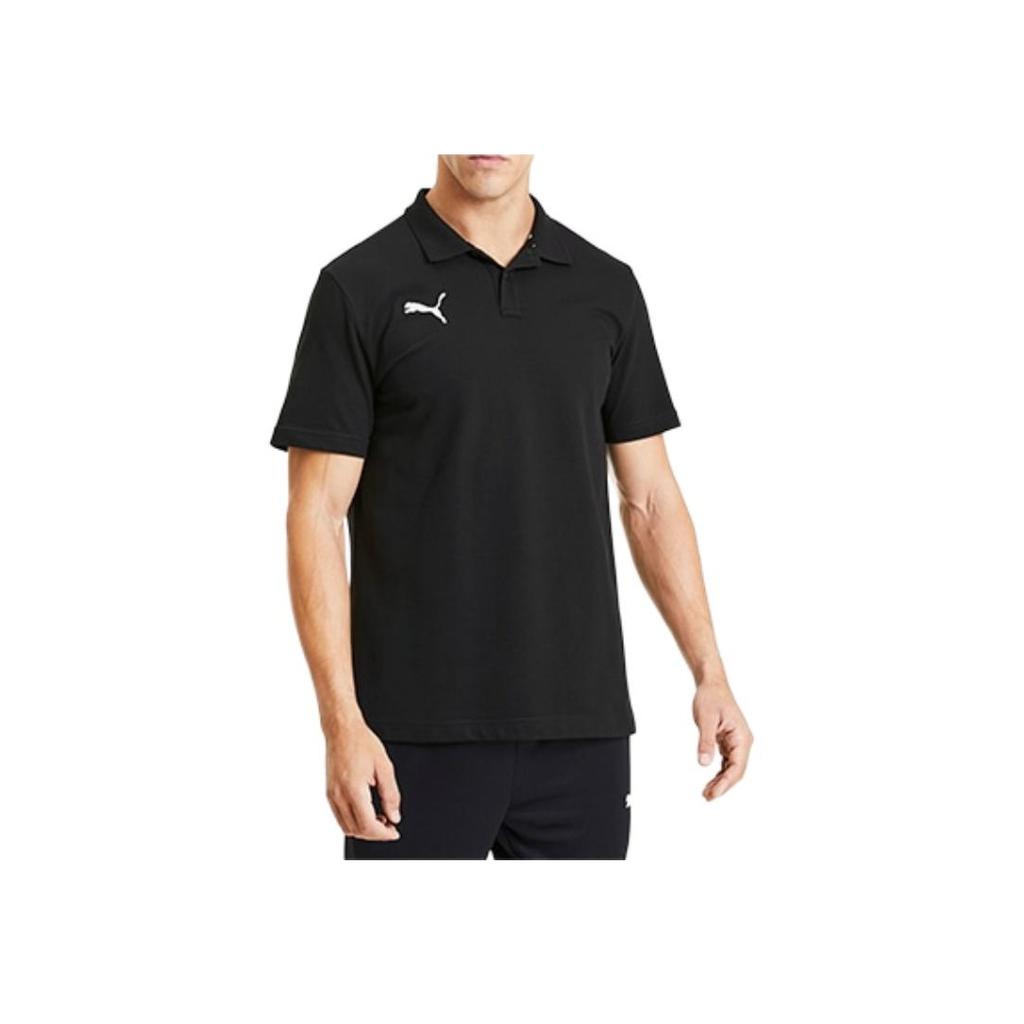 Puma Logo Loose Fit Short Sleeve Polo Shirt Men Tops Black 656978-03