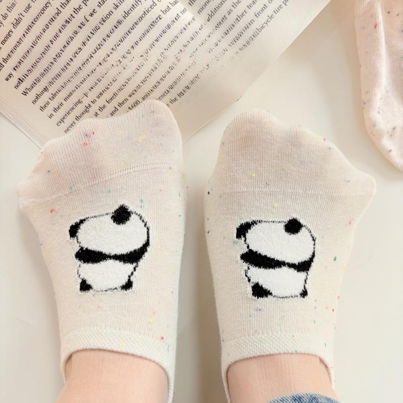 Boneless Sewn Toe Dot Yarn Cartoon Boat Socks, Women's Cotton Socks, Summer Thin Shallow-mouthed Non-dropping Heel Anti-slip Invisible Socks