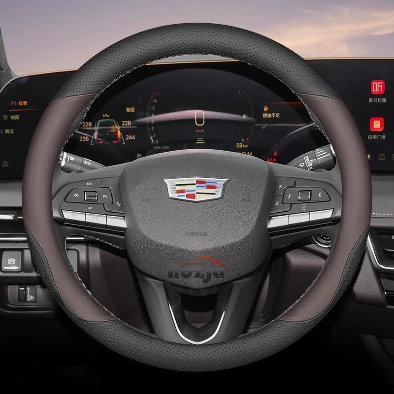 Leather Car Steering Wheel Cover for Cadillac VISTIQ ESCALADE IQ OPTIQ LYRIQ CT4 XT6 XT4 XT5 XTS CT5 CT6 ATS Accessories
