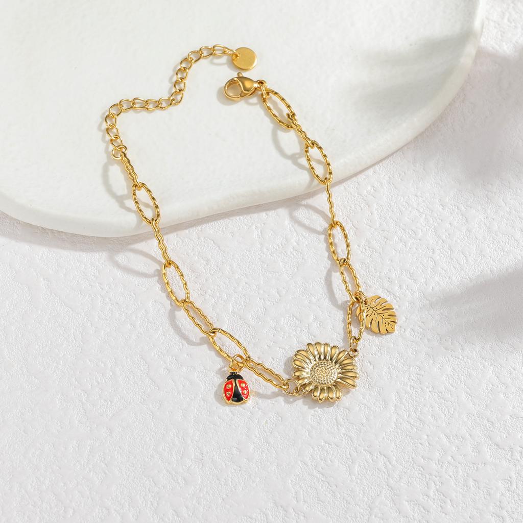 New Trend Gold Plated Stainless Steel Bracelet Ceramic Pendant Ocean Style Shell Conch Accessories Beach Jewelry Gifts for Women